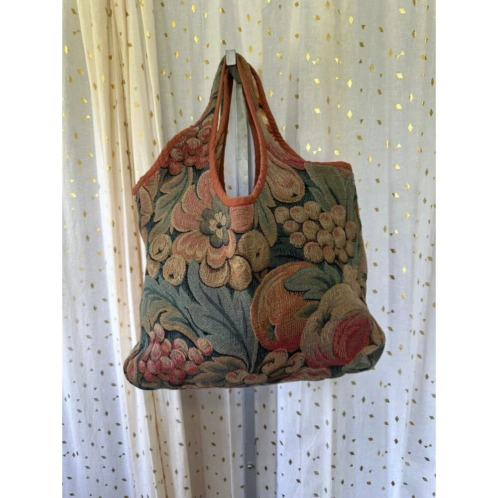 Unbranded Reversable Horses Stallion Tapestry Embroidered Mix Media Hobo Bag